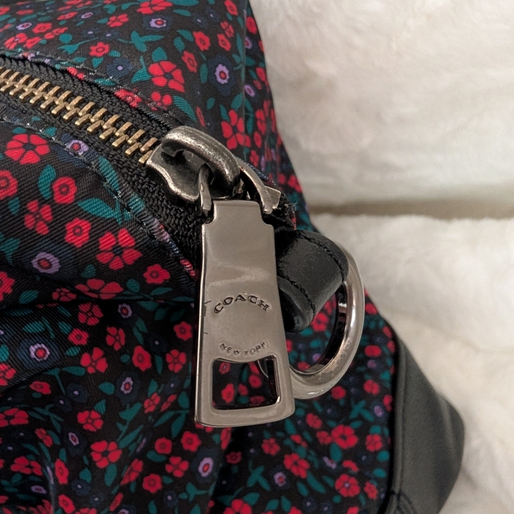 Coach Nylon & Leather Floral Satchel Crossbody Shoulder Bag EUC - Picture 9 of 14